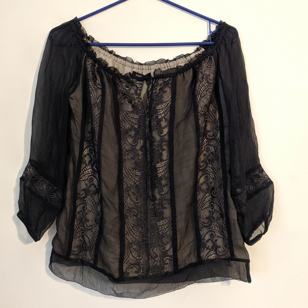 BCBG SILK LACE TOP